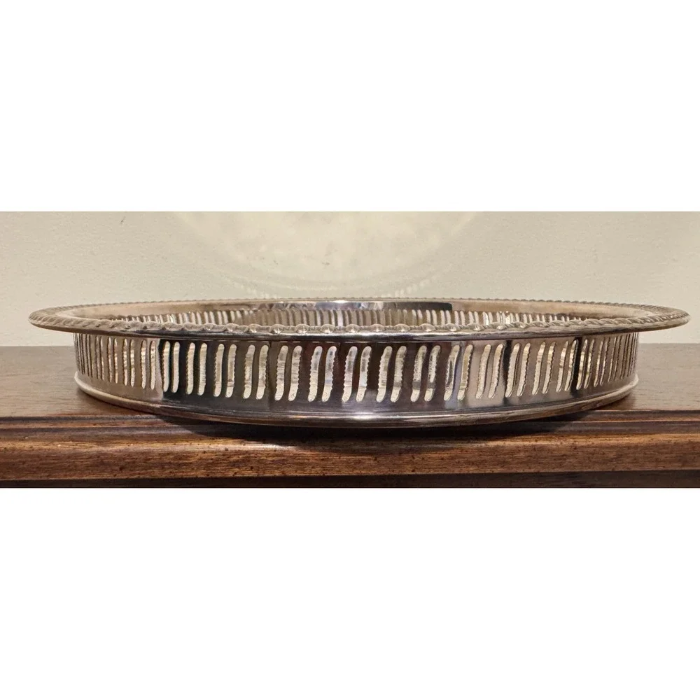Vintage Wilcox International Silver Co Gallery Tray Brandon Hall Floral 7571G